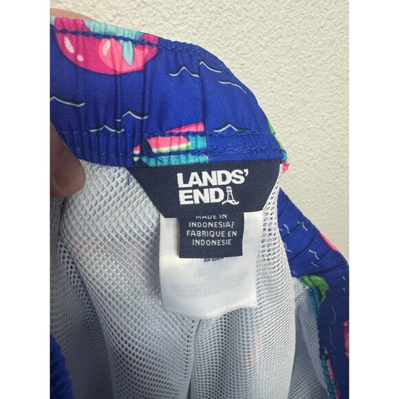 Lands' End Boys XL Swim Trunks Deep Sea Multi Sharks Navy Blue 14-16H Drawstring - Picture 5 of 11